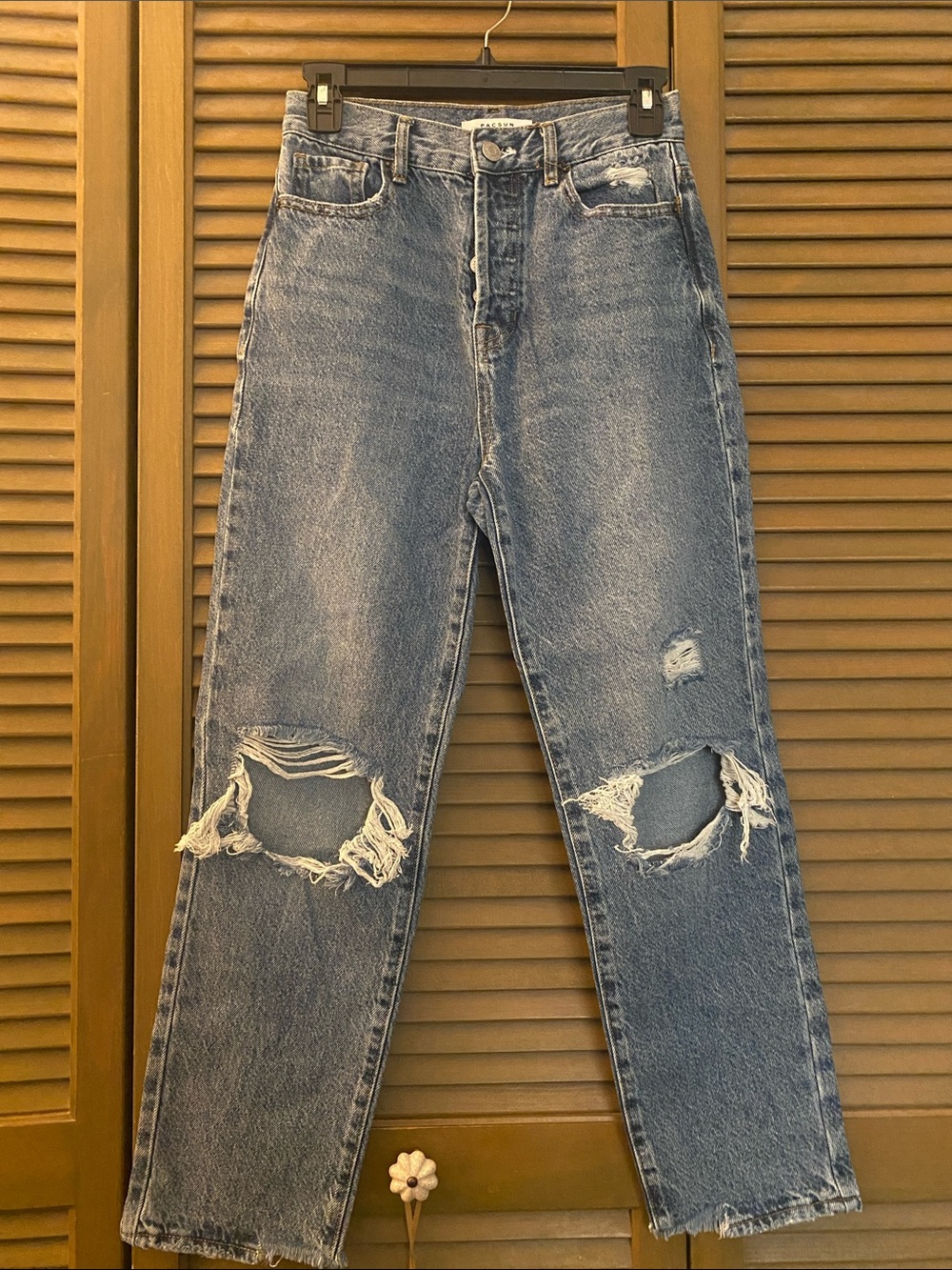 PacSun Distressed Light Blue Straight Leg Jeans